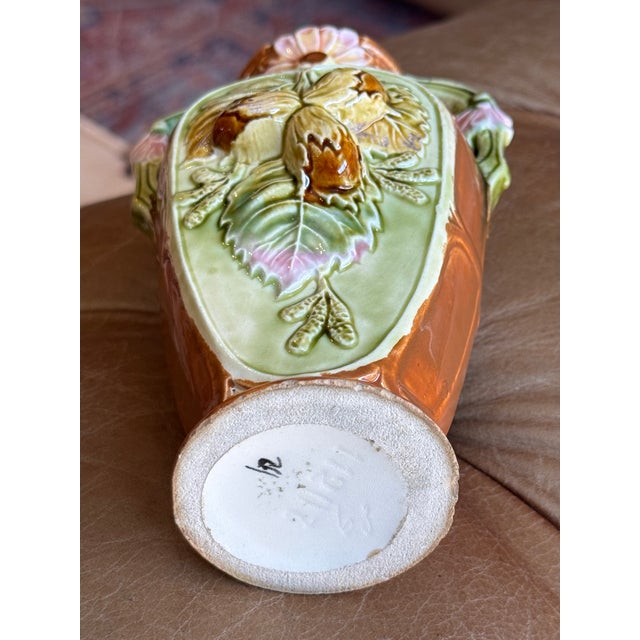 1910s Antique French Majolica Vase- Acorn Motif For Sale - Image 5 of 10