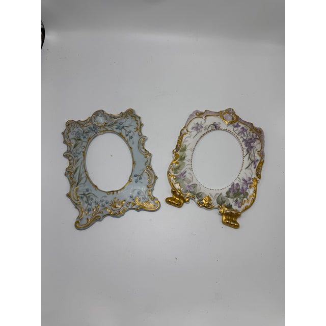 19c Hand Painted Porcelain Frames, Set of 2 For Sale - Image 9 of 11