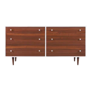 1950s Glenn of California Walnut and Lacquered Dresser by Milo Baughman