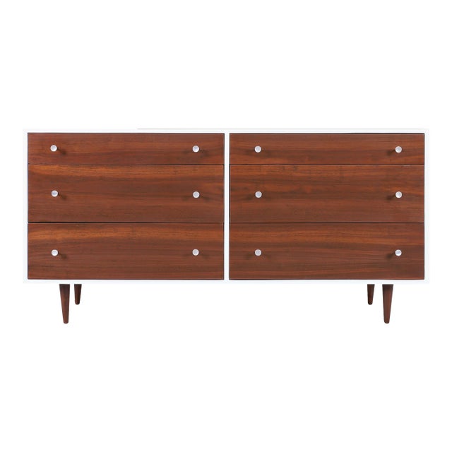 Mid-Century Walnut and Lacquered Dresser by Milo Baughman for Glenn of California, 1950s For Sale