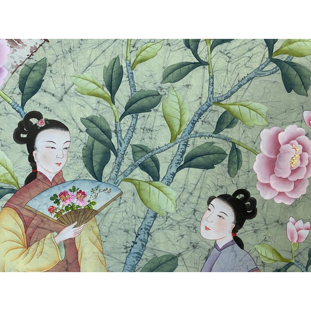 W36"*h90"/Panel, a Set of 18th Century Vintage Style Hand-Painted Chinoiserie Silk Wallpaper, Chinoiserie Panels , No Frame For Sale - Image 11 of 12