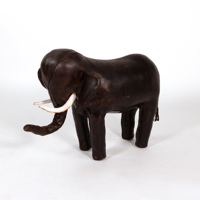 Brown 1960s Leather Elephant Footstool by Dimitri Omersa for Abercrombie & Fitch For Sale - Image 8 of 10