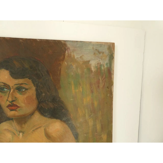 Mid-Century Modern French Abstract Figurative Oil Painting of a Nude Women For Sale - Image 3 of 8