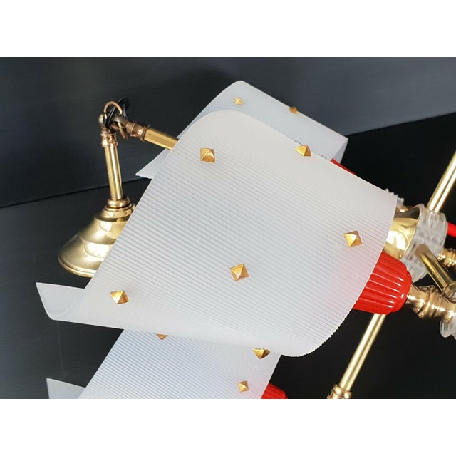 Red Vintage Torch Pendant Light in Brass and Plastic, 1950s For Sale - Image 8 of 10