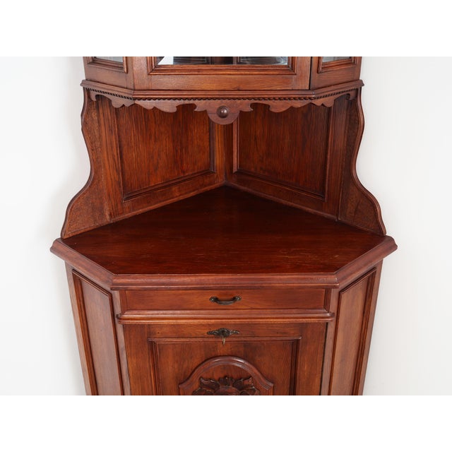 Brown German Oak Corner Cabinet, 1950s For Sale - Image 8 of 18