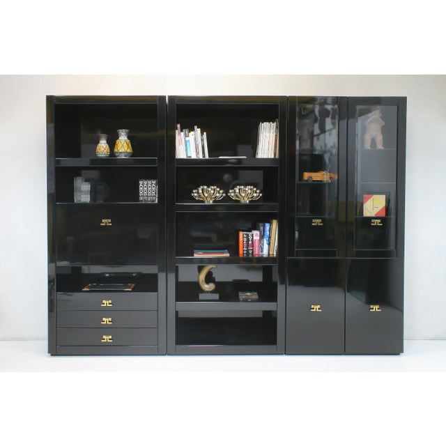 Maison Jansen High Gloss Wall Cabinet with Bar by Guy Lefevre for Maison Jansen, 1970s, Set of 3 For Sale - Image 4 of 18