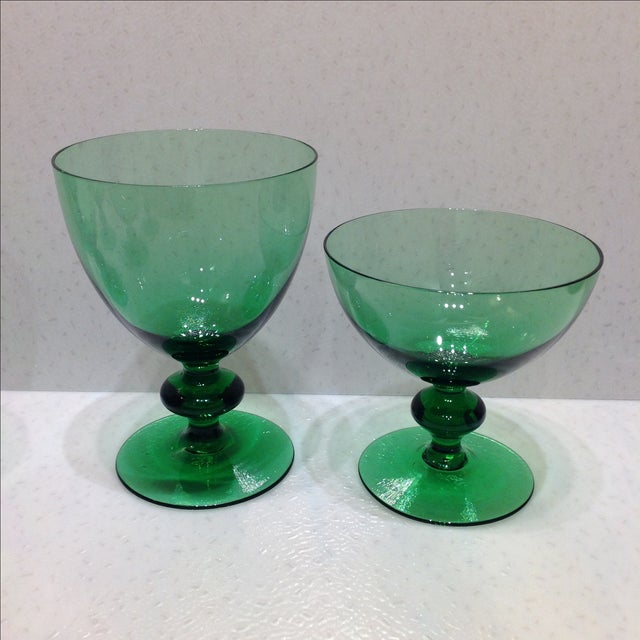 Vintage Emerald Green Crystal Stemware Set of 8 Chairish