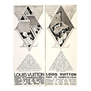 1928 RARE-Set of 2- Original French Art Deco Louis Vuitton Illustrated Advertisement Prints-Luxury Products For Sale