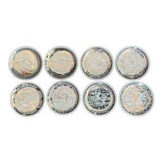 Vintage Italian Fornasetti Mythological Ceramic Coaster - Set of 8 For Sale