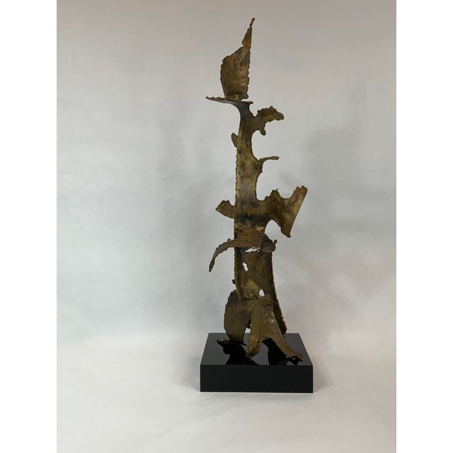 Brutalist 1966 Brutalist Sculpture on Black Lucite Signed George Kafka For Sale - Image 3 of 7