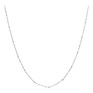 14K White Gold 1/2 Cttw Diamond Bezel Station Paperclip Chain Necklace (H-I Color, SI1-SI2 Clarity) - 18" For Sale