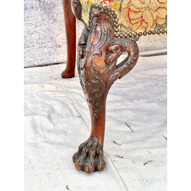 Breathtaking George II Style Carved Settee With Needlepoint Upholstery For Sale - Image 10 of 12