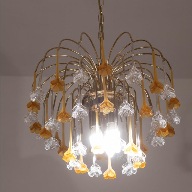 Metal Lady Orange Chandelier With Orange & Transparent Pendants, Murano Glass, 1970s For Sale - Image 7 of 12