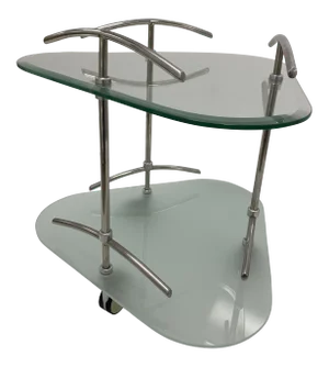 Contemporary Modern Italian Chrome and Glass Two Tiered Bar Cart