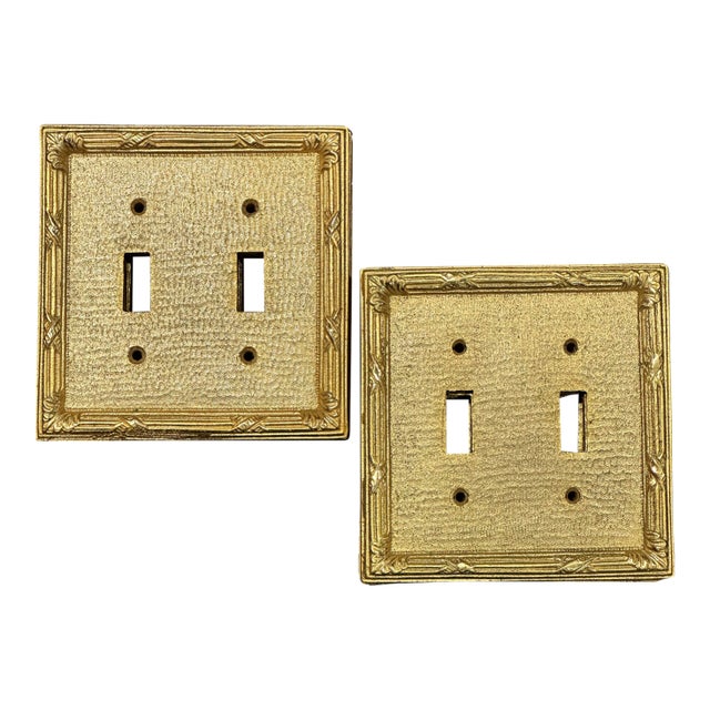 Sherle Wagner Ribbon and Reed Double Switch Plates For Sale
