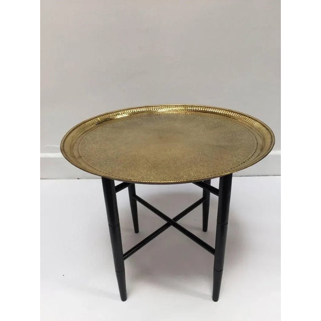 Black Vintage Folding Black Wooden Tray Table Stand For Sale - Image 8 of 9