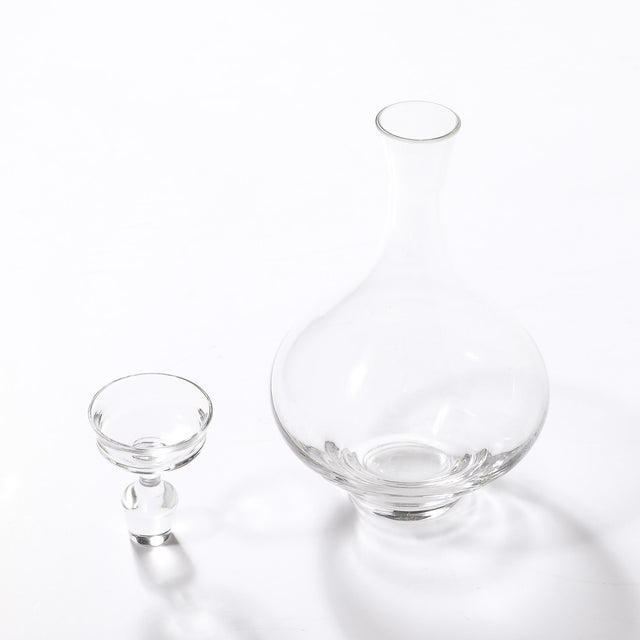 Mid-Century Modernist Sculptural Crystal Decanter With Basin Form Stopper For Sale - Image 16 of 16