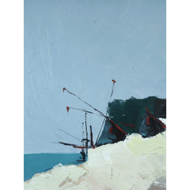 Mid-Century Modern 'Cliffside by the Sea' Swedish Original Coastal Landscape Oil Painting, Framed For Sale - Image 9 of 12