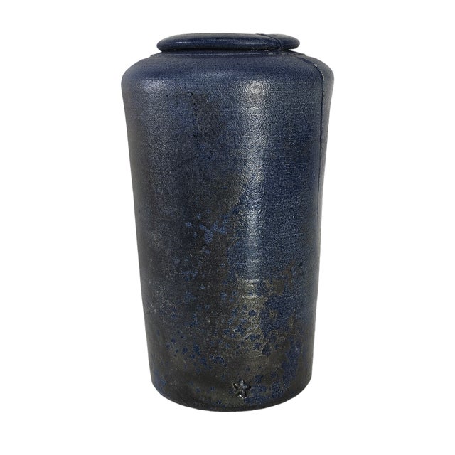Studio Art Pottery Vase Matte Cobalt Blue Stoneware Organic Modern 9.75" For Sale - Image 4 of 11
