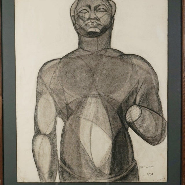 1950s Marceau Constantin, Figurative Sketch, Charcoal on Paper For Sale - Image 5 of 7