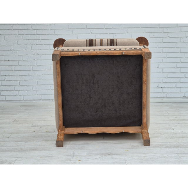 1970s Danish Armchair in Furniture Wool Fabric & Oak Wood, 1970s For Sale - Image 5 of 18