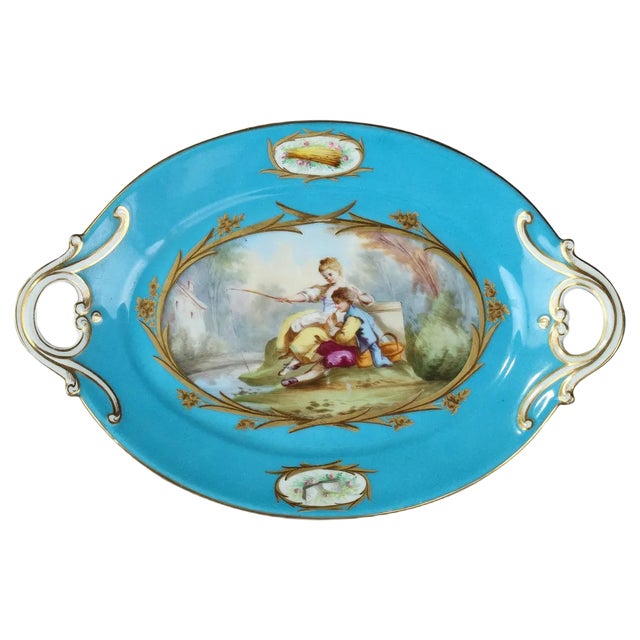 19th-Century Blue Porcelain Cup in the style of Sevres For Sale