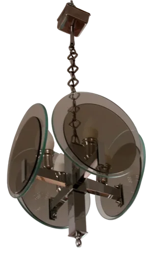 Vintage Art Deco Pendant in Chromed Metal and Glass, Italy, 1970s