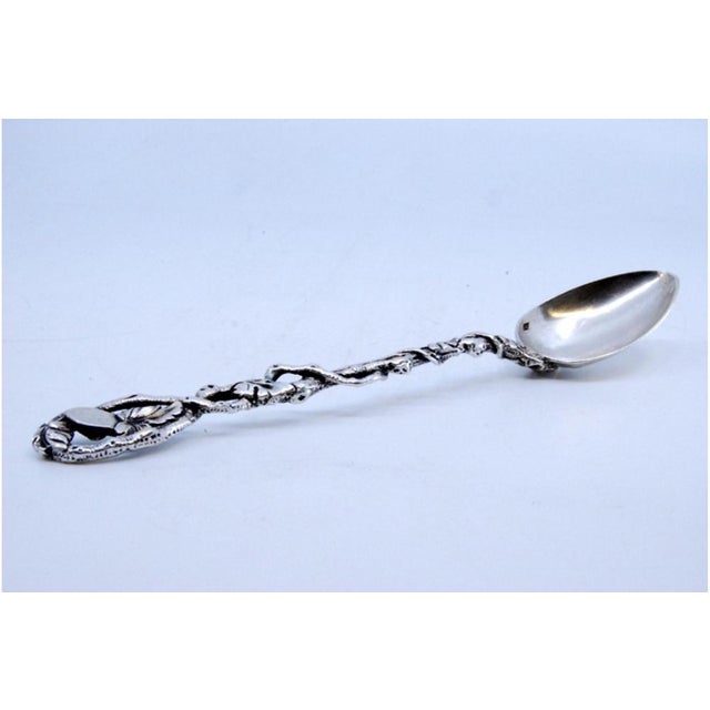 Silver Silver Sugar Spoon with Intertwined Tree Branches For Sale - Image 8 of 9