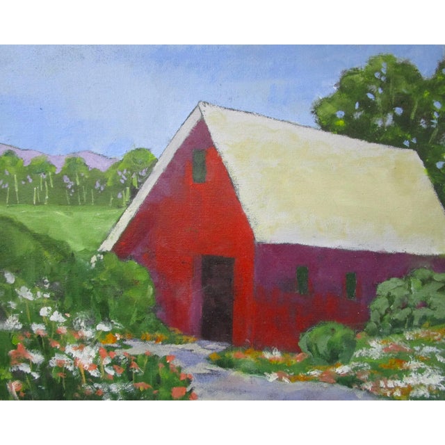 Contemporary California Red Barn 11x14 Lynne French Landscape Oil Painting For Sale - Image 3 of 5