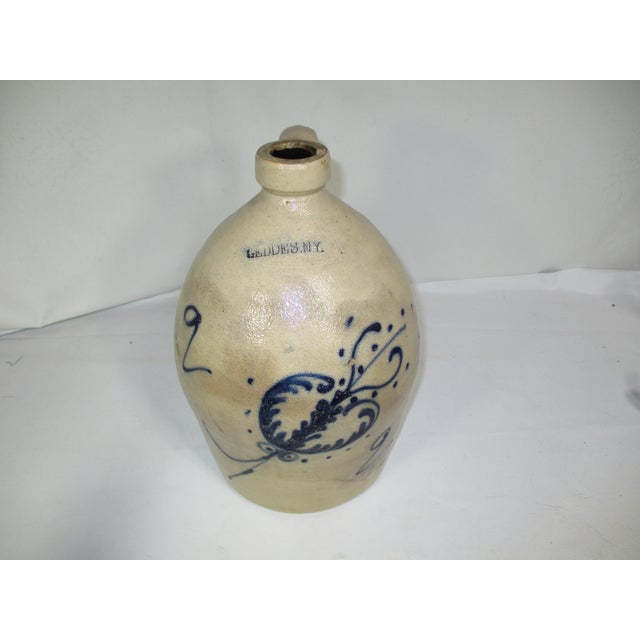 Antique Geddes Ny Floral Motif Stoneware Jug For Sale - Image 4 of 16