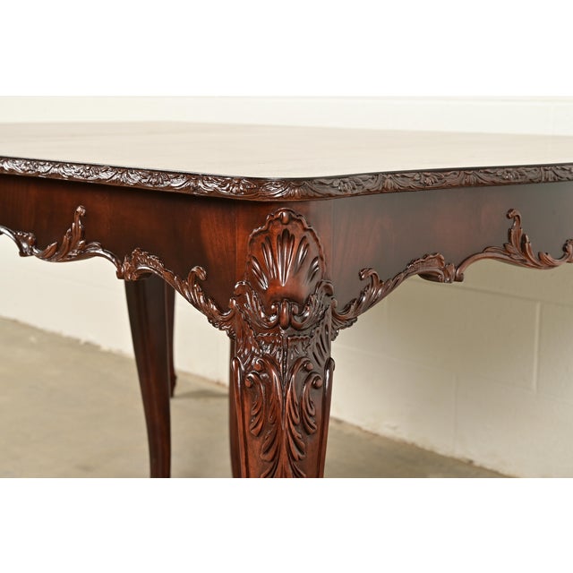 Romweber French Provincial Louis XV Mahogany Extension Dining Table, Newly Refinished For Sale - Image 11 of 13
