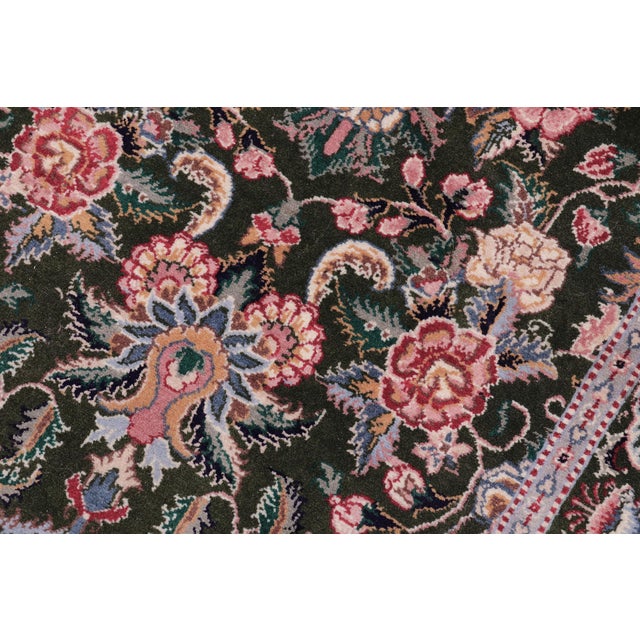 Shabby Chic Elegant Floral 1990's Pak-Persian Green/Pink Wool Rug - 2'6'' X 4'3'' For Sale - Image 3 of 9