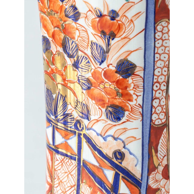 Vintage Delft Imari Ceramic Table Lamps, New Japanese Block Print Lampshades, Set of 2 For Sale - Image 9 of 18