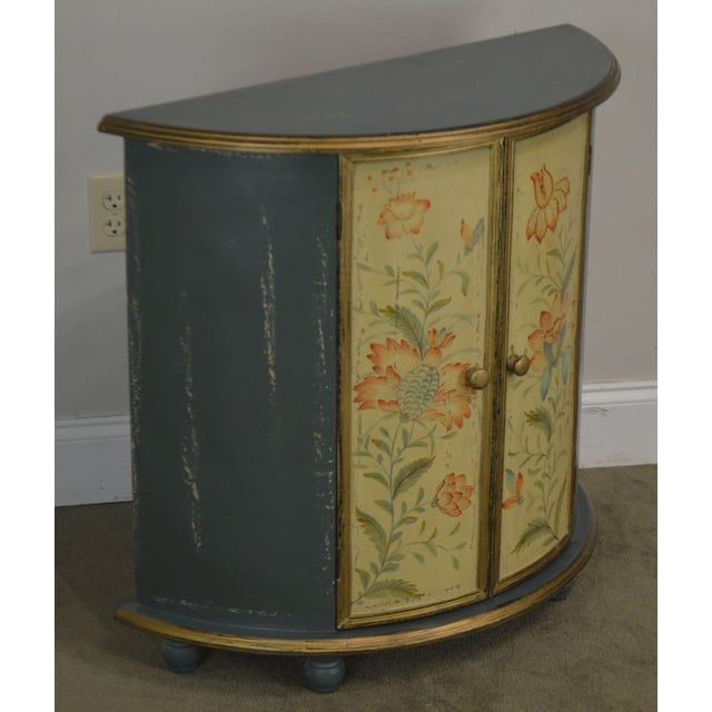 Distressed Painted Demilune Console Cabinet Chairish