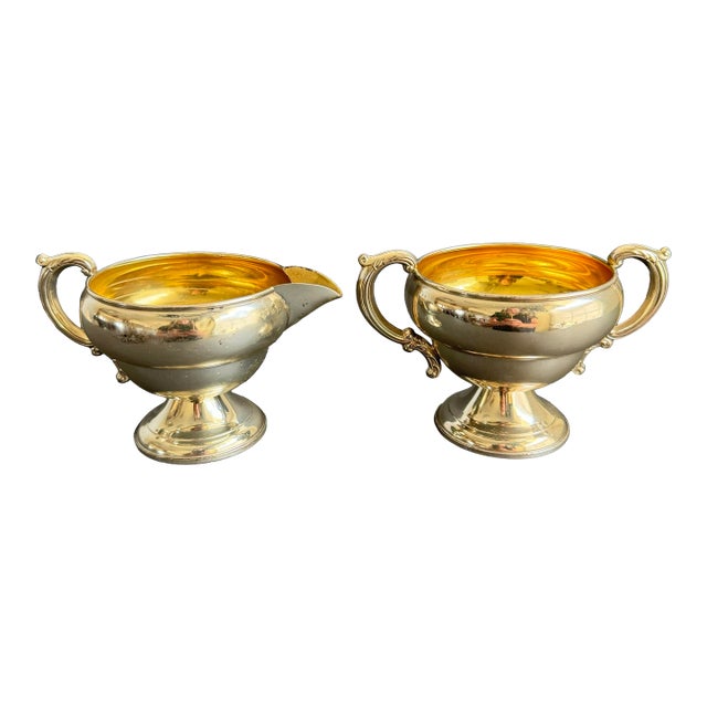 Vintage Sterling Silver Cream & Sugar Bowl Holiday Serving Pieces TWR For Sale