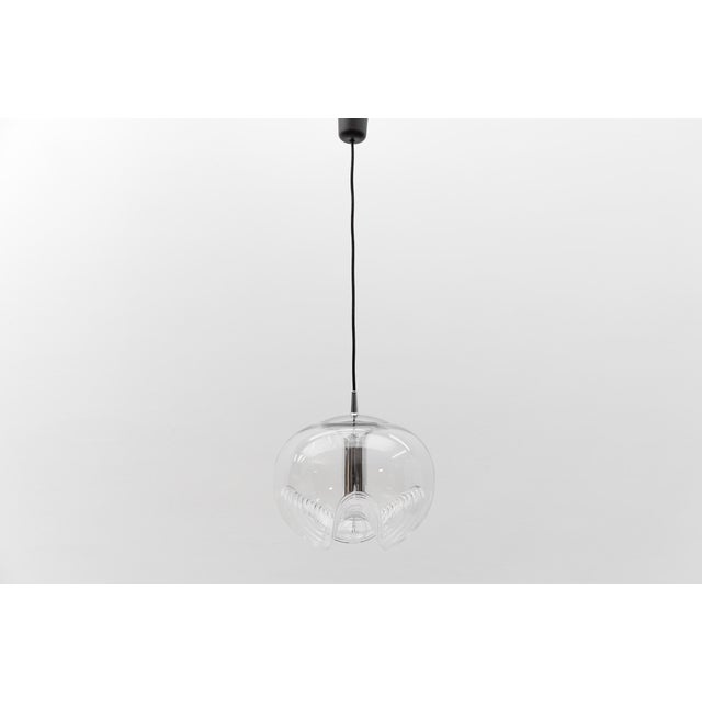 Large Clear Glass Wave Pendant Lamp by Koch & Lowy for Peill & Putzler, 1960s For Sale - Image 9 of 9