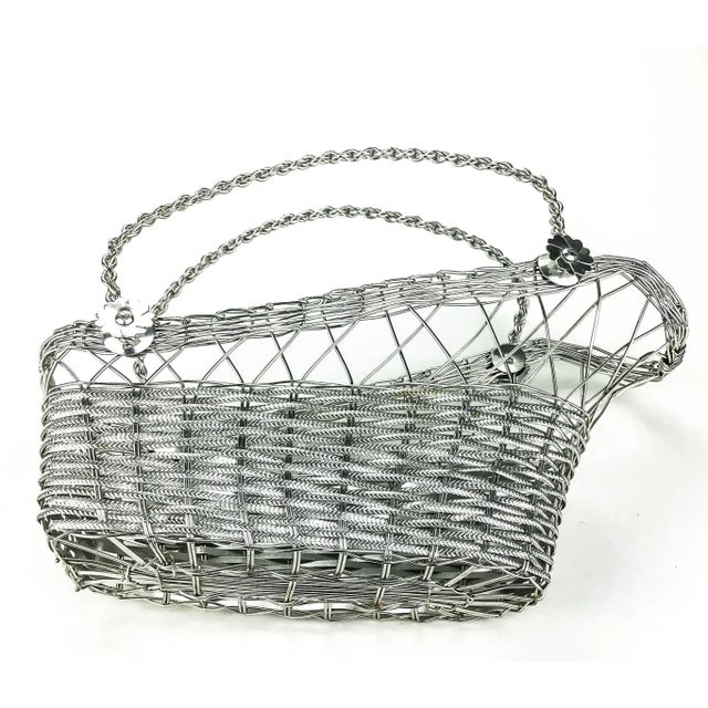 Christofle Silver Tone Wire Basket Wine Holder For Sale - Image 4 of 11