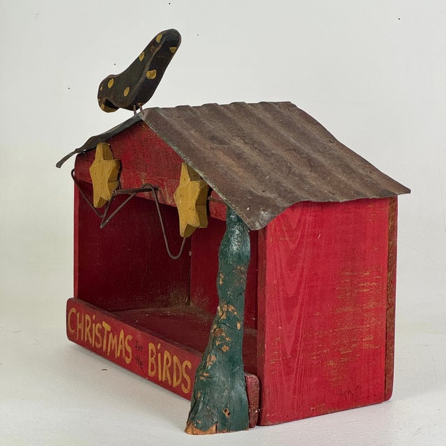 Wood Vintage "Christmas for the Birds" Bird House From the American Folk Art Museum, New York City For Sale - Image 7 of 11
