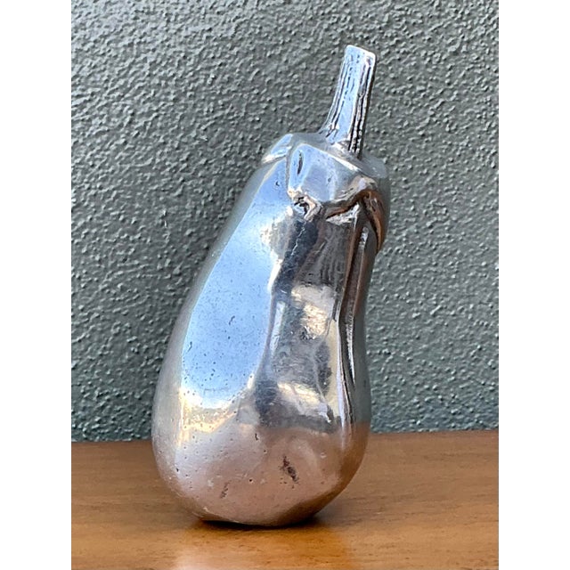 Late 20th Century Vintage Polished Metal Eggplant For Sale - Image 5 of 12