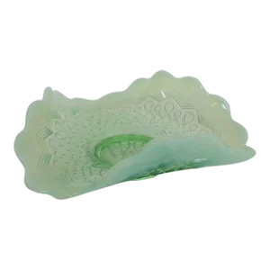 Jefferson Glass Many Loops Green Opalescent Bowl Dish