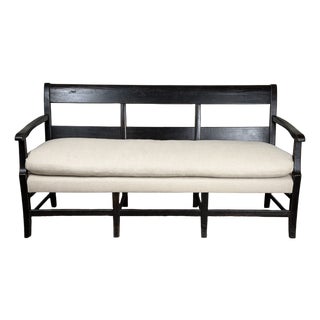 Antique English Oak Three-Seat Bench, Late 19th Century For Sale
