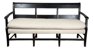 Antique English Oak Three-Seat Bench, Late 19th Century