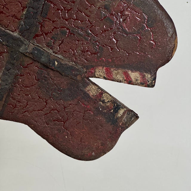 Stupendous Antique 19th Century Horse Head Wood Trade Sign With Hand Painting Details & Metal Harness For Sale - Image 16 of 18