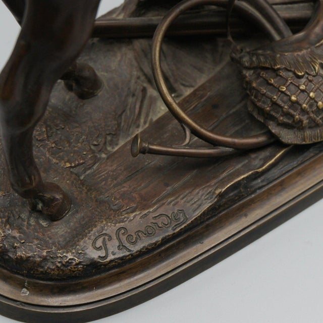 Hunter with Hound and Horn Figurine by Pierre Lenordez For Sale - Image 4 of 6