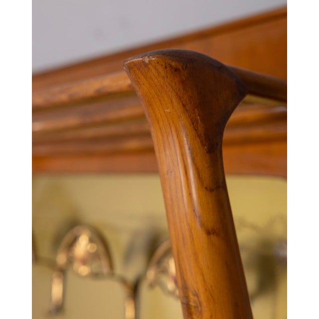 Vintage Italian Wall Coat Rack in Wood and Decorated Glass, 1950s For Sale - Image 11 of 18