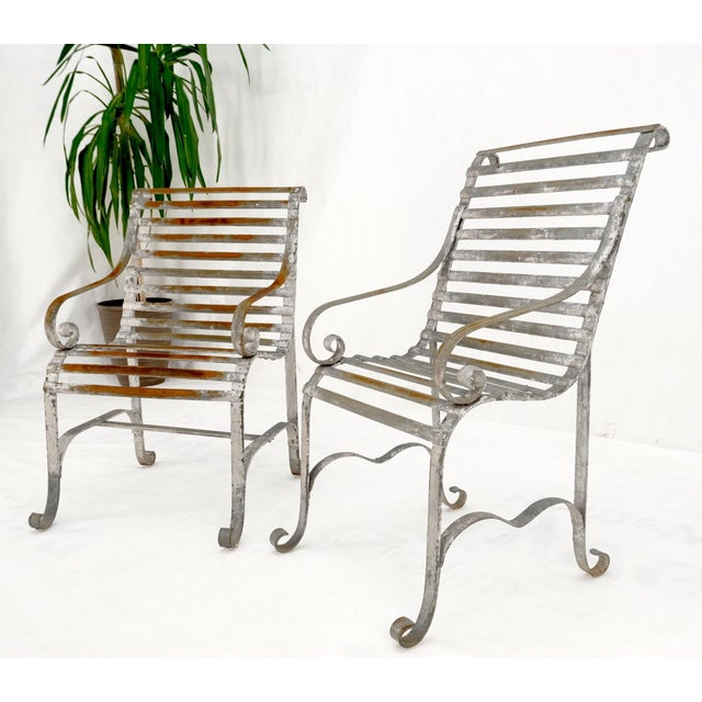 Heavy Antique Wrought Iron Outdoor Chairs His & Hers For Sale - Image 15 of 18