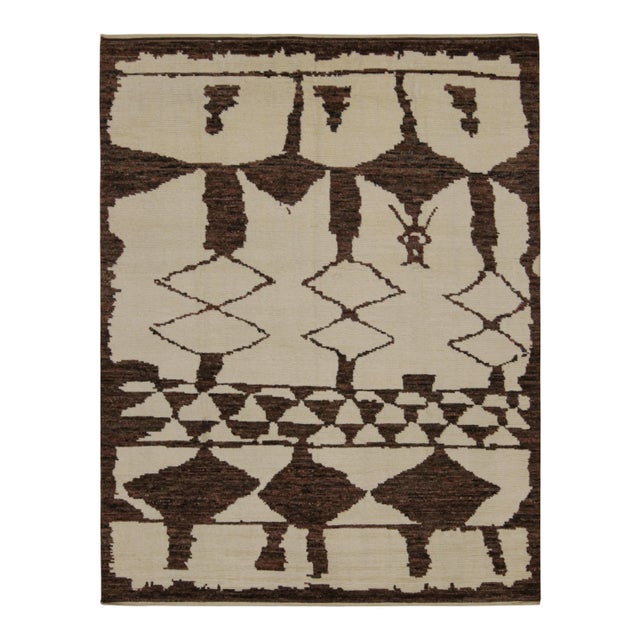 White Rug & Kilim’s Moroccan Style Rug in Beige and Brown Geometric Patterns For Sale - Image 8 of 8