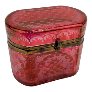 Late 19th Century, Bohemian Cranberry Overlay & Gilt Bronze Hinged Casket Box