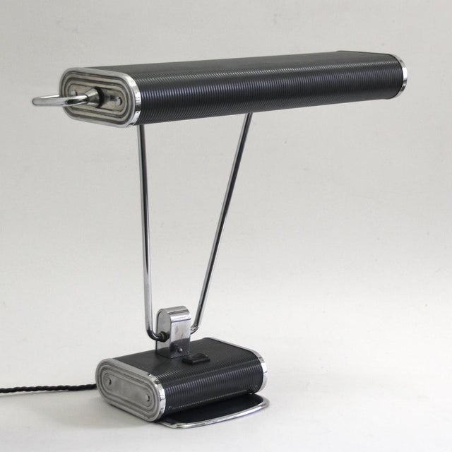 Art Deco French Anthracite Gray and Chrome Table Lamp by Eileen Gray for Jumo, 1940s For Sale - Image 17 of 17