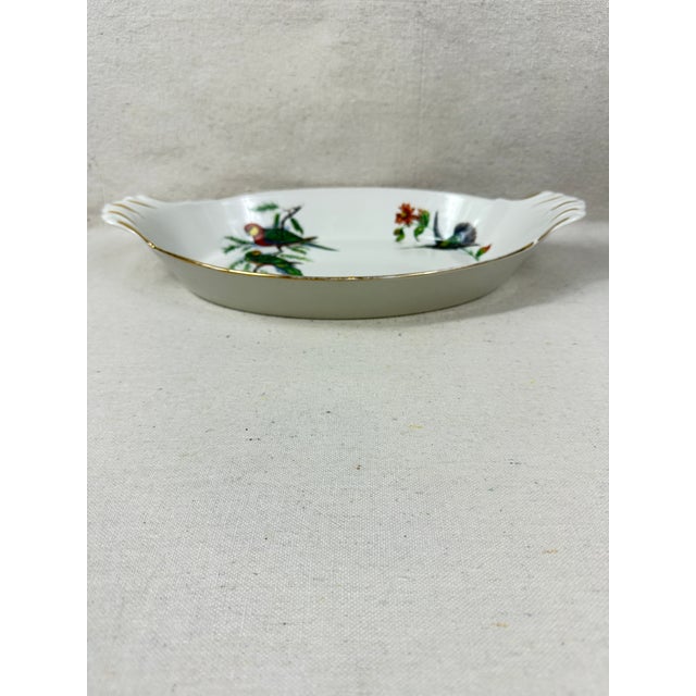 White Vintage Exotic Birds Gratin Dish For Sale - Image 8 of 12